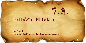 Tollár Miletta névjegykártya
